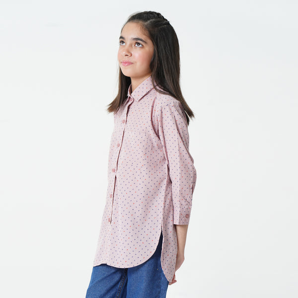 Pink Printed Button Down Shirt